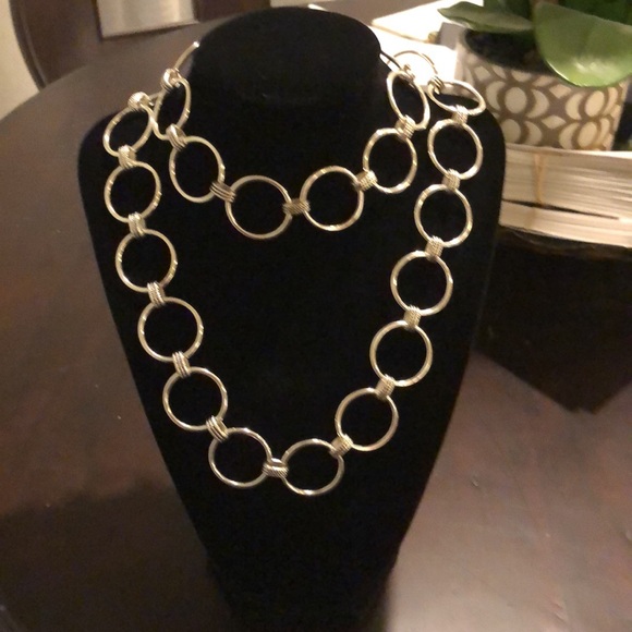 Ralph Lauren Silver Circle Chain Link Necklace - Picture 6 of 6